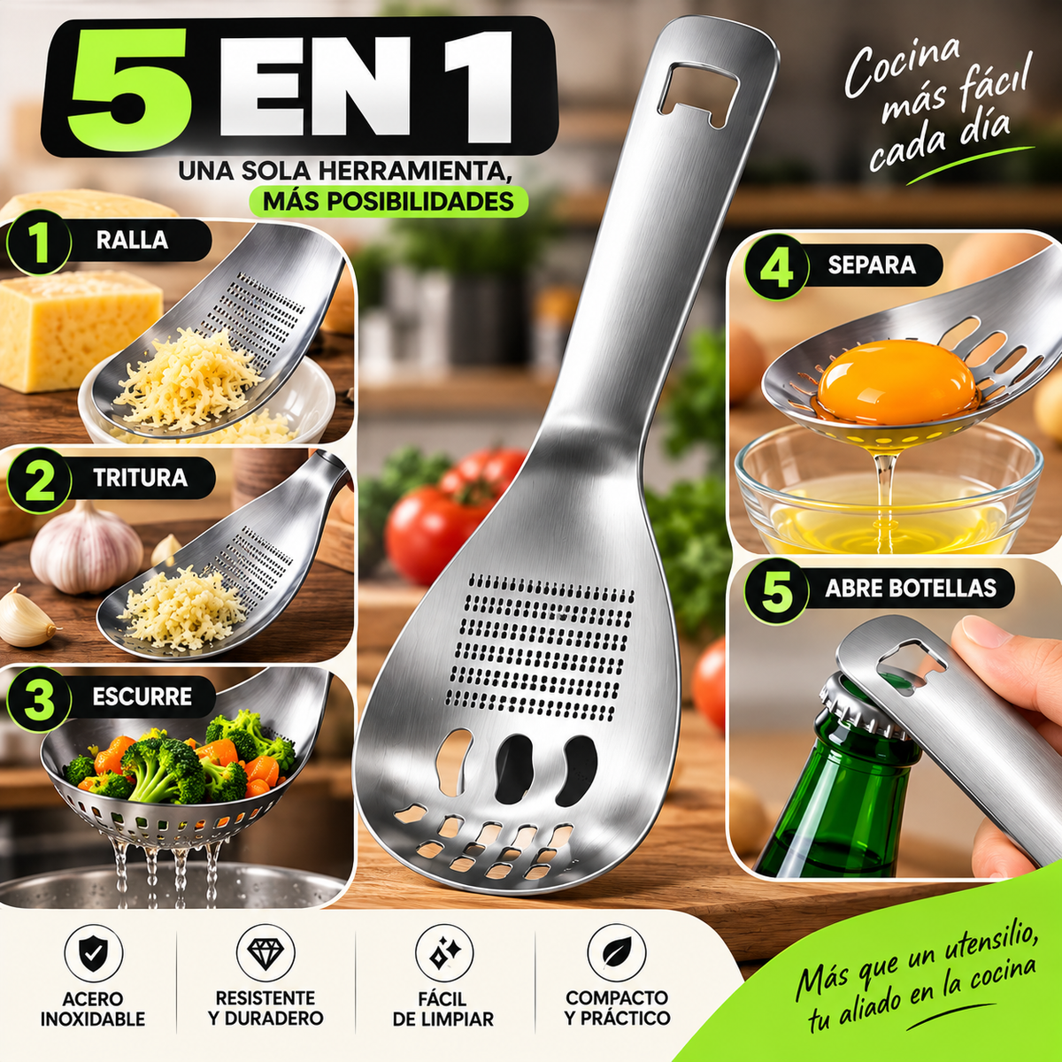 ChefPro™ 5 en 1 | Utensilio Multifuncional de Acero Inoxidable 304