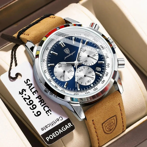 Reloj Poedagar Azul Zafiro Original 2025 → Edición Limitada Cronógrafo Japonés – Looks de Lujo a Precio Peruano