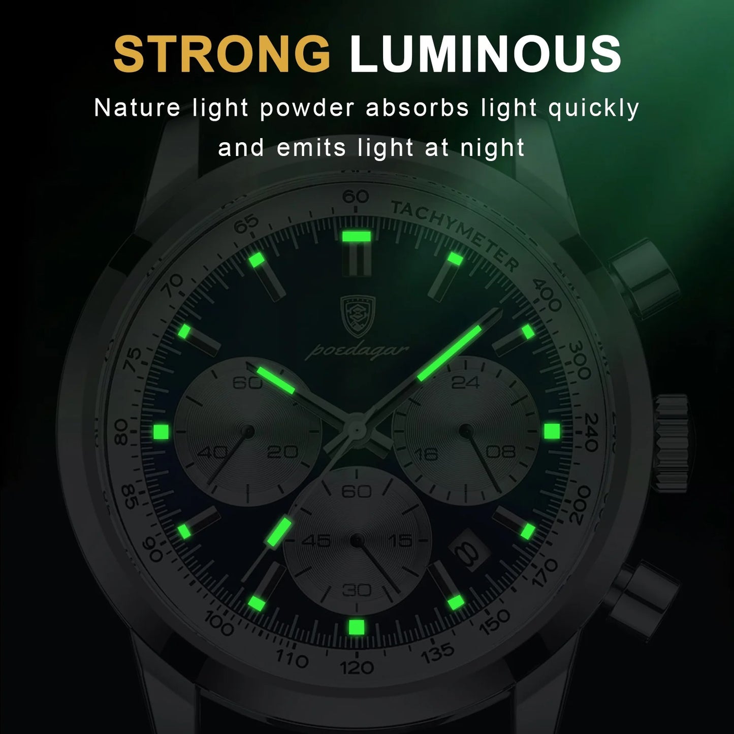 Reloj Poedagar Azul Zafiro Original 2025 → Edición Limitada Cronógrafo Japonés – Looks de Lujo a Precio Peruano